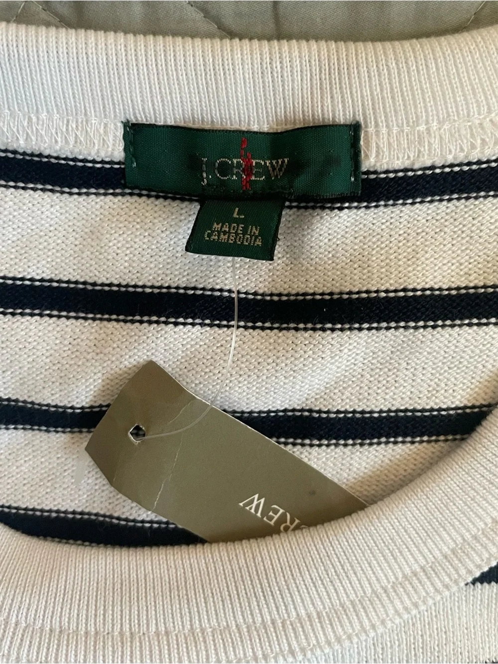 J. CREW Long-sleeve crewneck in striped maritime jersey Size L $98 NWT CR195